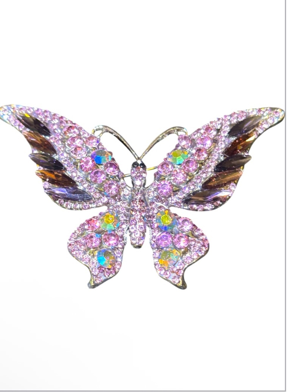 Aratta Pink Crystal Butterfly Brooch NWOT